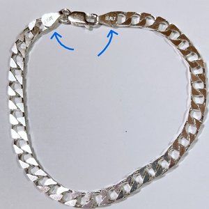 NWOT ITALY - STERLING SILVER CUBAN style BRACELET 3mm - UNISEX 8 INCHES